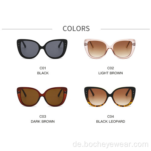 _ Neue Mode-Katzenaugen-Sonnenbrille mit großem Rahmen, europäische und amerikanische Mode für Damen mit Meternagel-Sonnenbrille, grenzüberschreitende Straße
